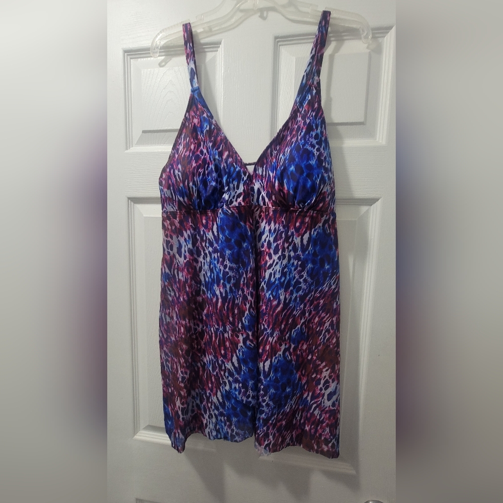 Vibrant Blue and Purple Swim Top 3XL